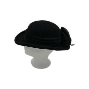 Designed By Sylvia NY St. Louis Black Hat Doeskin Felt 100% Wool Vintage (USA)
